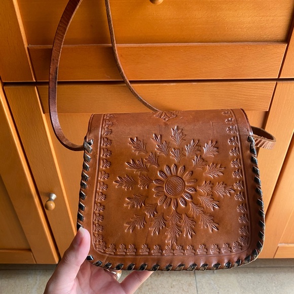 Vintage Real Leather Handmade Crossbody Bag! - Picture 2 of 6